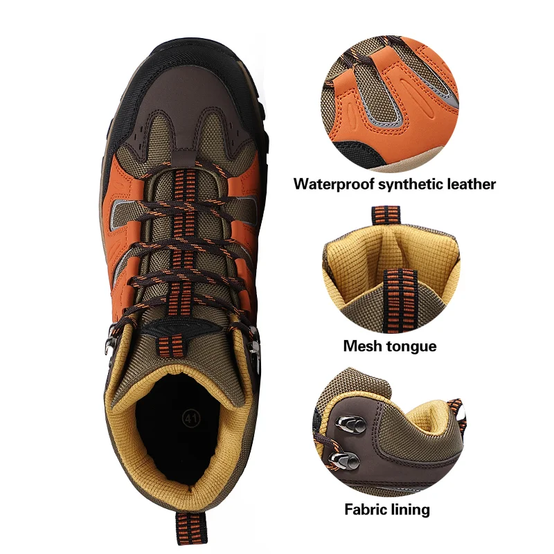 SALUDAS Waterproof Hiking Boots Men Anti-slip Outdoor Climbing Shoes Jungle Camping Work Shoes Hunting Sneakers Male Army Boots
