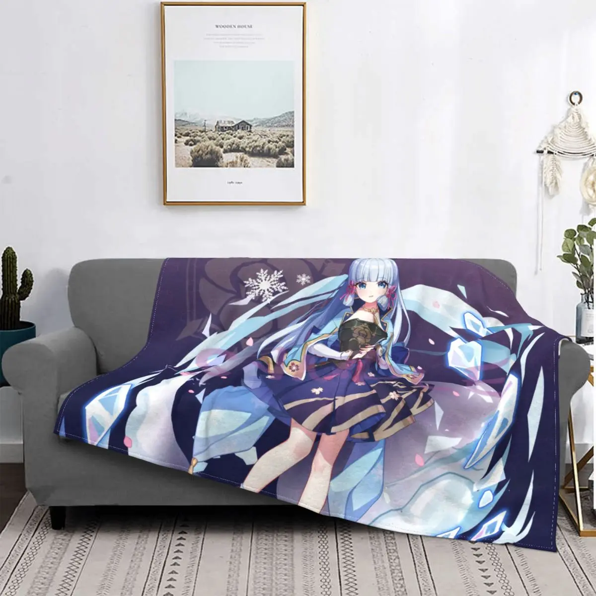 

Kamisato Ayaka Anime Blanket Fleece All Season Genshin Impact Inazuma Super Warm Throw Blankets for Bed Car Plush Thin Quilt