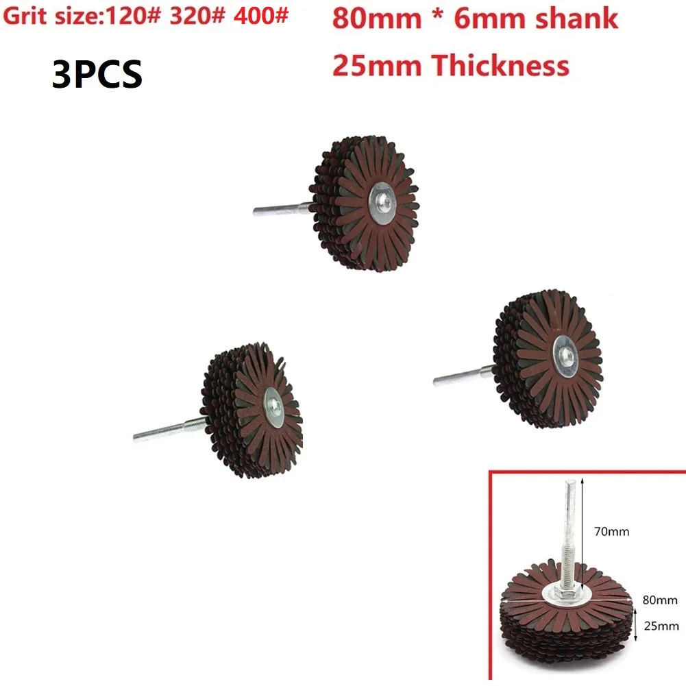

1/3pcs Grinding Wheel P120/P320/P400 20 Lines For Grinding And Polishing Shaft Mounted Emery Wire Grinding Wheel Radial Abrasive