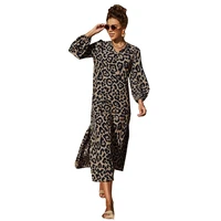 cydnee summer vintage long dresses women casual loose leopard print holiday mid calf long sleeve dress