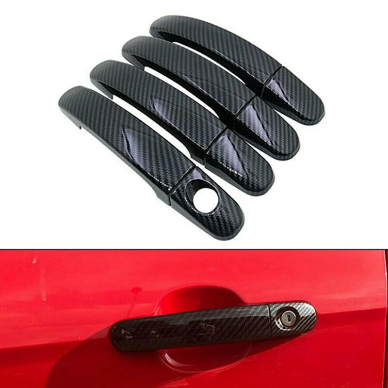 8 шт. автомобильные дверные ручки из углеродного волокна чехлы на внешних дверей