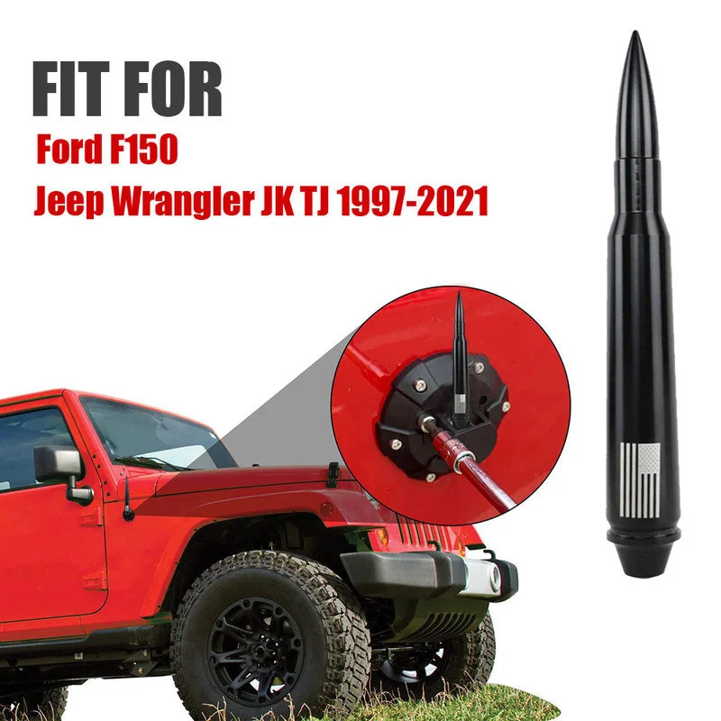 

For Jeep Wrangler JK TJ 1997-2021 Ford F150 Bullet Styling Car Antenna US Flag Pattern AM/FM Auto Antenna Mast Radio Accessories