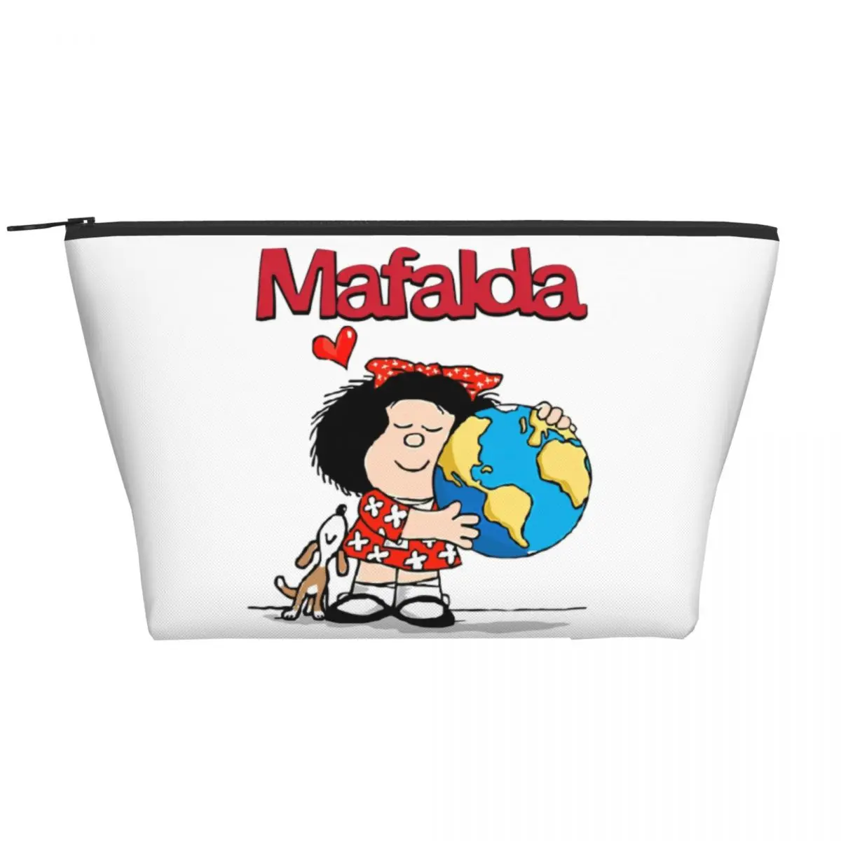 

Mafalda World And Her Puppy Travel Cosmetic Bag for Women Quino Comic Makeup Toiletry Organizer Ladies Beauty Storage Dopp Kit