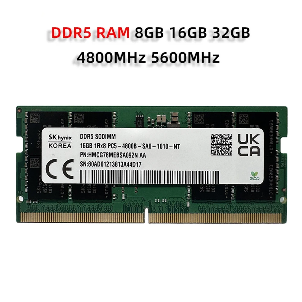 

Hynix Memoria Ram DDR5 8GB 16GB 32GB 4800MHz 5600MHz PC5-34800 44800 1.1V 262 Pin for Laptop Notebook Computer RAM