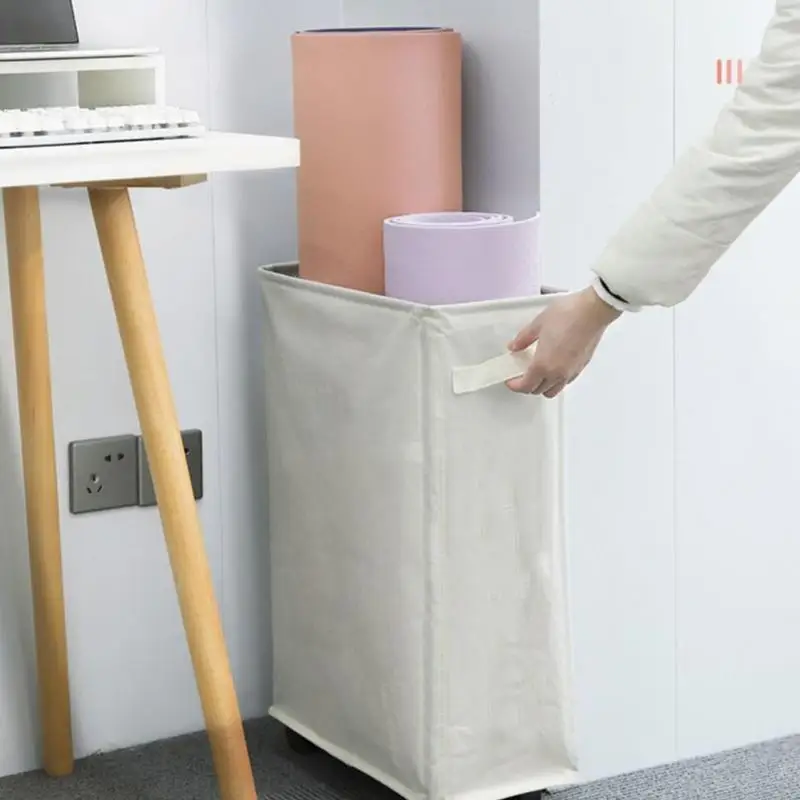 Корзина для белья с колесами большая тонкая корзина стирки на колесах 42 л