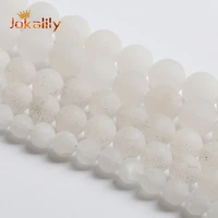 dull polish natural white jade chalcedony beads for jewelry making round loose stone beads diy bracelet 4 6 8 10 12 14mm 15inch