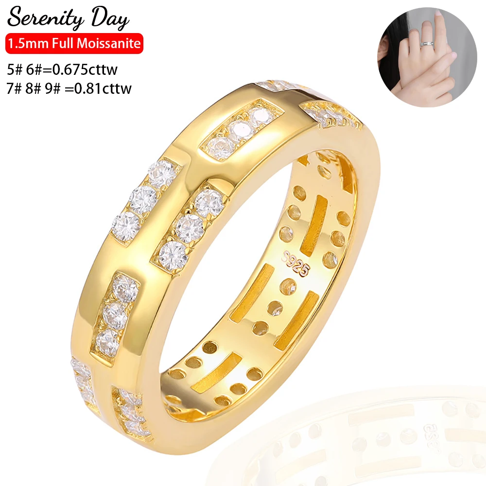 

Serenity Day 0.81cttw D Color 1.5mm Full Moissanite Rings For Women S925 Sterling Silver Bands Plate 18K White Gold Fine Jewelry