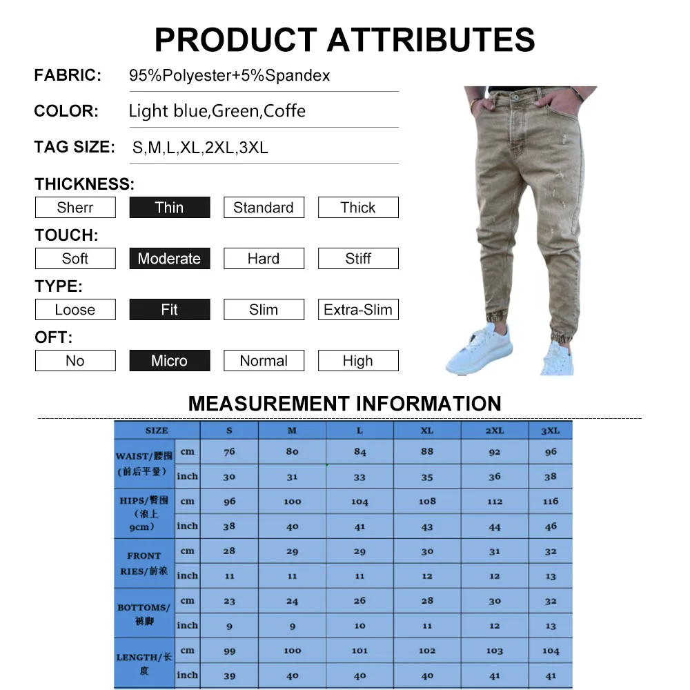 Jeans Men Pants Casual Cotton Denim Trousers Multi Pocket Cargo Jeans Men New Fashion Ripped Green Coffe New Denim Pencil Pants