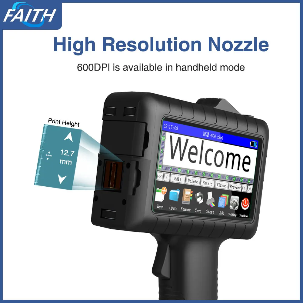 Фото Портативный принтер Faith 20% 12,7 мм, ручной струйный принтер, текст, QR, штрих-код, номер партии, логотип, изображение, дата, печатная машина №4