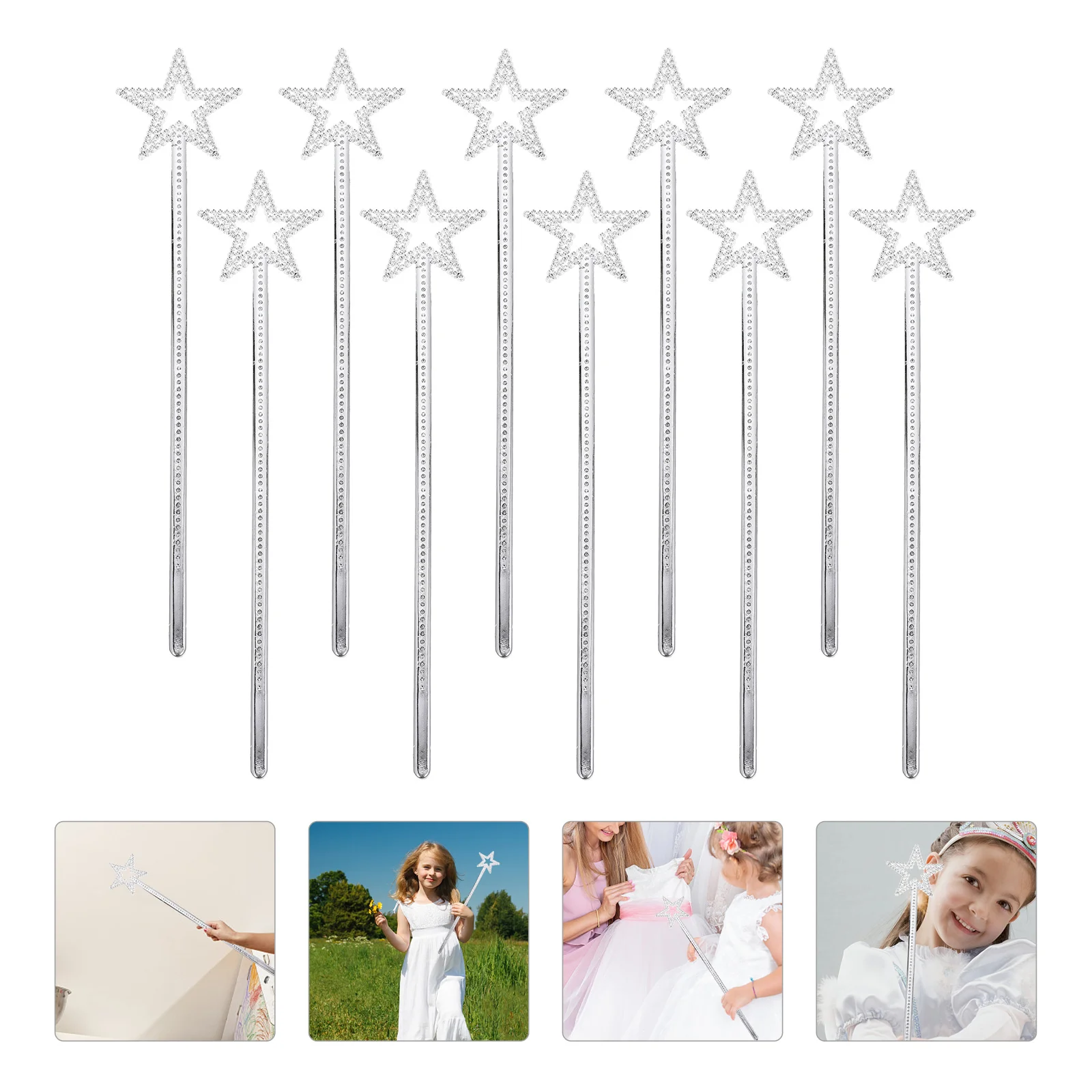 

Little Girl Wand Fairy Wands Decorative Girls Dance Performance Sticks Party Silver Design Props Adorable Handheld Glitter
