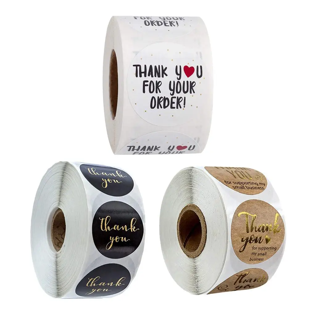 

3 Rolls Thank You Sealing Stickers Paper Seals Labels 1cm/2.5cm