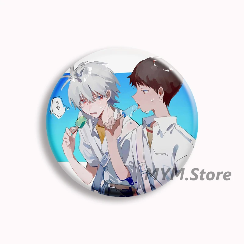 Аниме Kaworu Nagisa x Ikari Shinji Fanart, мягкая кнопка, булавка из ЭВА, персонаж мультфильма, брошь, значок, сумка, декор, фанаты, друзья, подарки (art.: 3920cbda0578c) - 3920cbda0578c