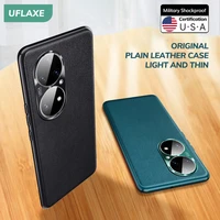 uflaxe original plain leather case for huawei p50 pro camera protection back cover shockproof hard casing