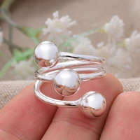 30 silver plated fashion smooth surface ball ladies party rings promotion jewelry for women birthday gifts never fade