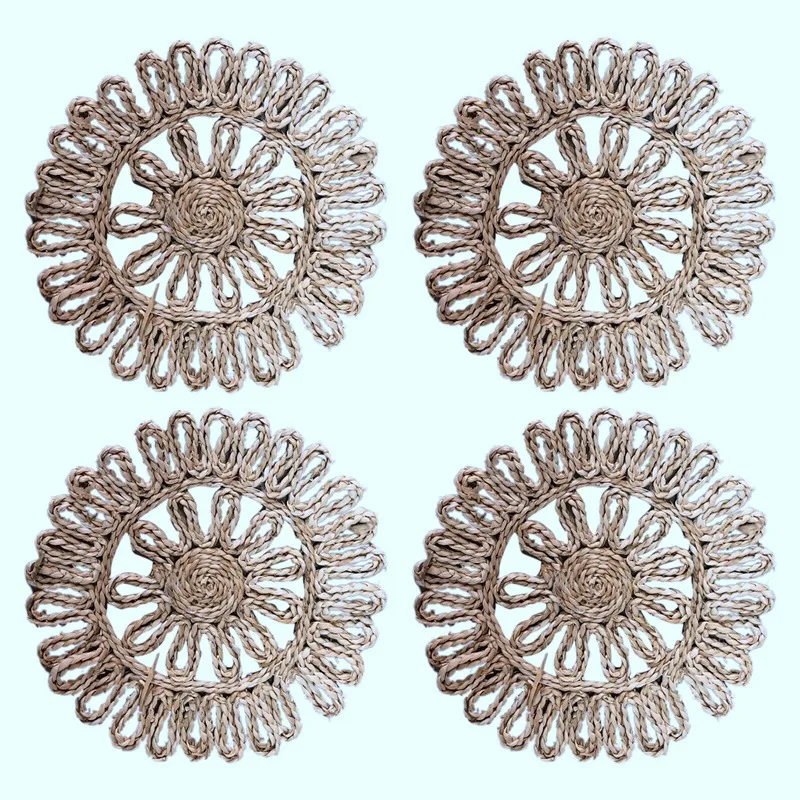 

Круглая плетеная подстилка для обеденного стола, полые плетеные тарелки из натурального ротанга для праздника