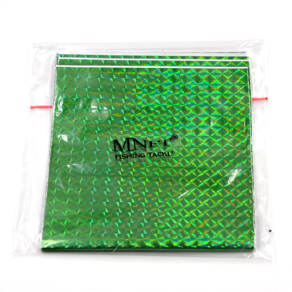 MNFT 6pcs 10*20cm Holographic Adhesive Film Flash Tape For Lure Making Fly Tying Materail Metal Hard Baits Change Color Sticker images - 6