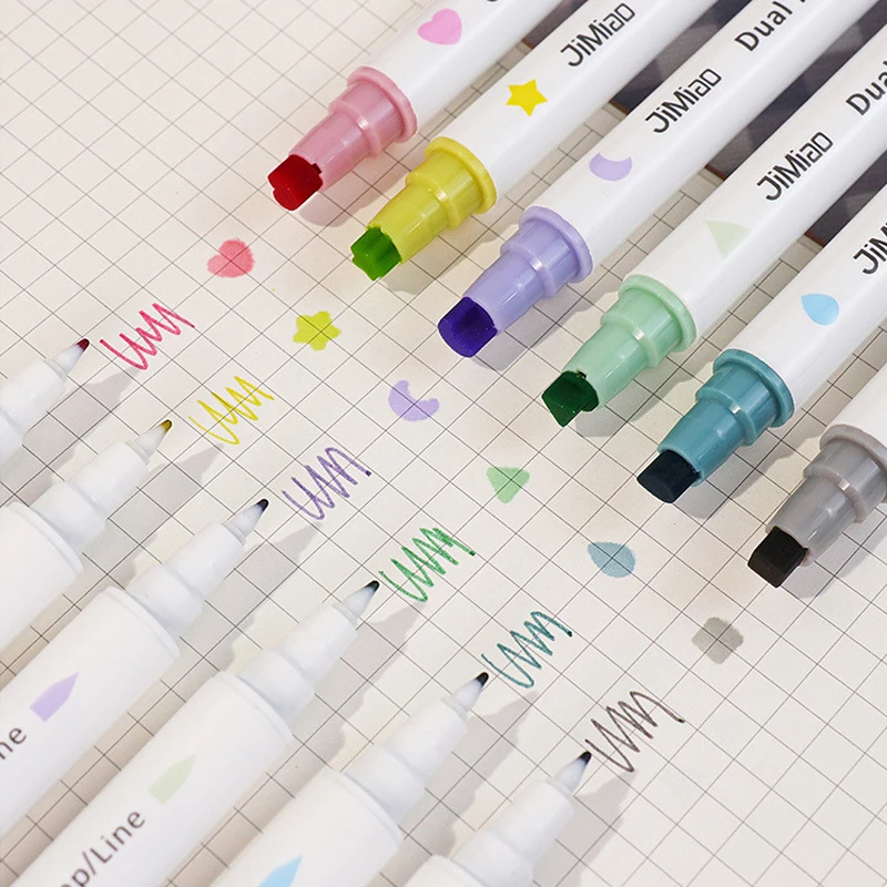 

1/6pcs Double-ended Highlighter,Fine Tip & Stamp Markers Pen Set Stationery Scrapbooking for Children's Gifts School Supplies