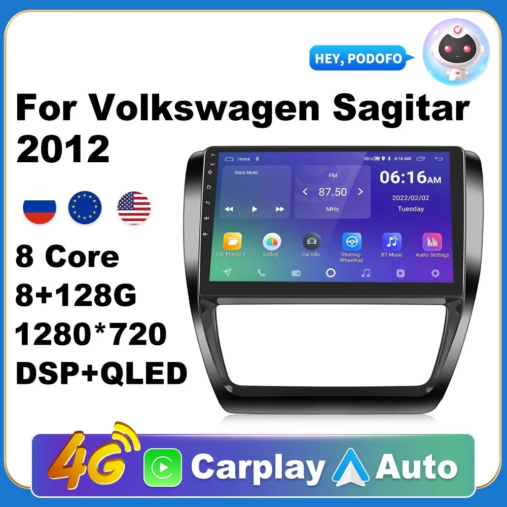 

Car Android CarPlay Radio Multimedia Player For Volkswagen Sagitar 2012 Autoradio Video AI Voice GPS Navi 4G WiFi