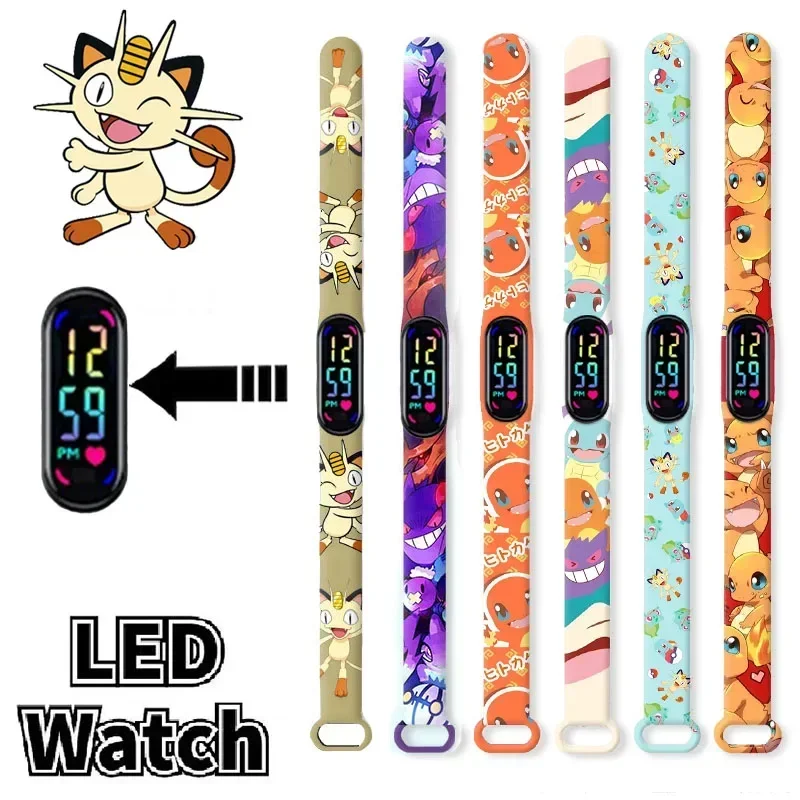 Детские водонепроницаемые часы с сенсорным экраном изображением покемона огня