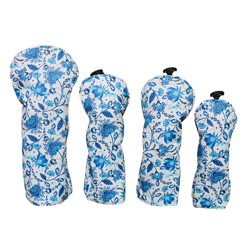 

4 Pcs Practical Club Head Cover PU Leather Headcovers Club Head Protector Cover for Indoor Outdoor (Compatible for 1/3/5/UT