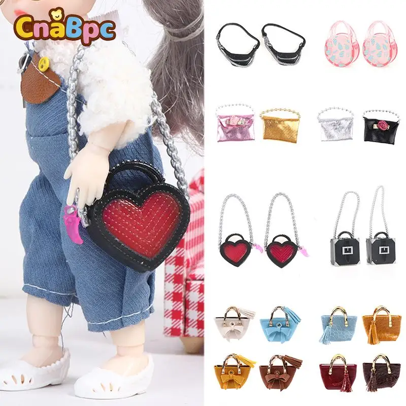 

1:12 Mini Doll Chest Bag Shoulder Bag Handbag Dollhouse Fanny Pack Backpack Purses Pearl Chain Bag Dolls Decor Different Styles