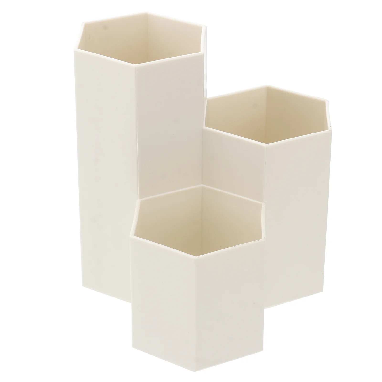 

Hexagon Desk Pen Holder, Container With 3 Slot Makeup Brushes Pot Box Stationery Organizer for Student Office Home (- coloured )