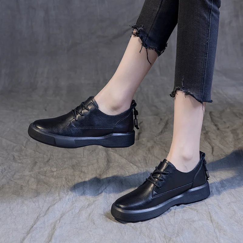 Весна и осень 2022 новые винтажные ботинки женские большие одинарные туфли на