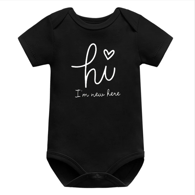 

Hi I'm New Here Baby Girl Onesie Thanksgiving Outfits for Girls Fashion Cotton Newborn Baby Boy Clothes Print Bodysuits