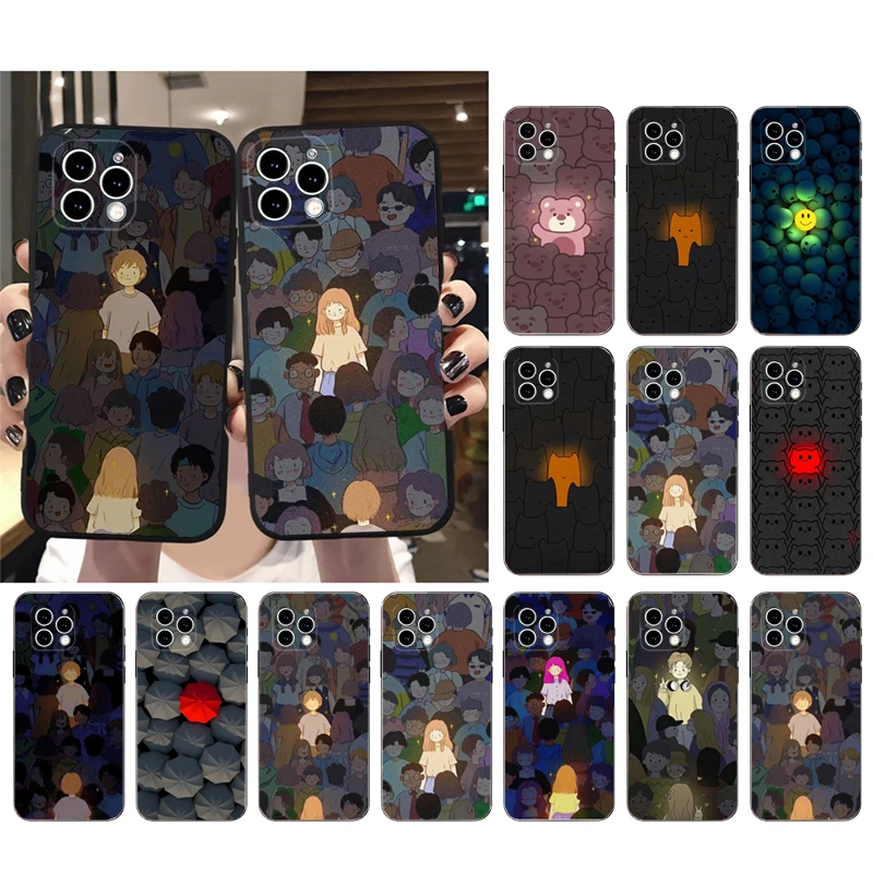 

Crowd Meets You Fashion Couples Phone Case For iphone 15 14 13 12 11 Pro Max 12mini 14 Plus Mobile Phone Case Funda