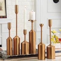 model room soft decoration metal candle holder american and european style entry luxury home table candlestick six piece set