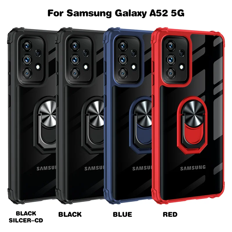 for samsung galaxy a52 5g case car magnetic ring armor stand silicone cover for samsung a52 a72 a 72 52 s a52s sm a525fds coque free global shipping