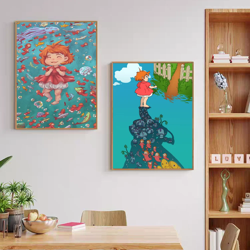Ponyo On The Cliff хорошее качество принты и постеры винтажный декор для комнаты бара