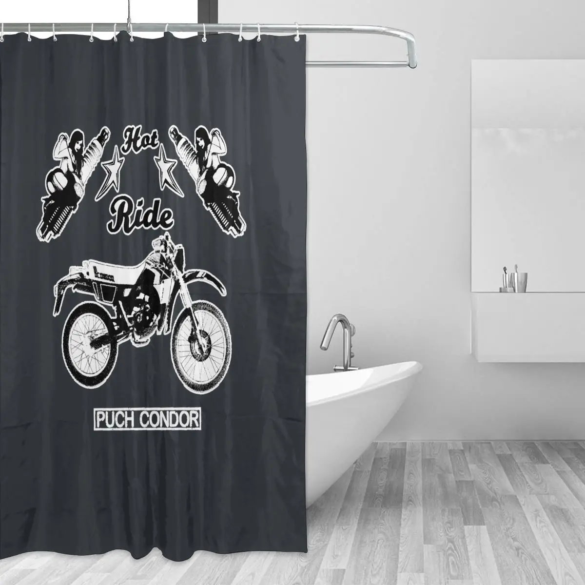 Классическая занавеска для душа Puch Condor Pinup мотоцикла и велосипеда ванной комнаты