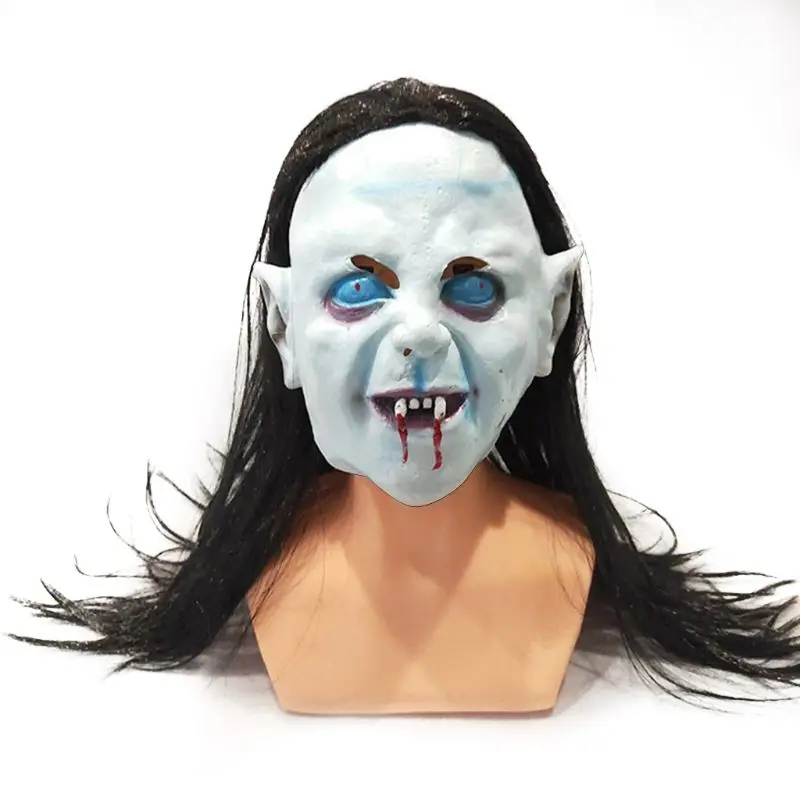 

Halloween Theme Party Headgear Horror Long Black Hair Sadako Ghost Mask Scary Cosplay Masquerade Haunted House Props