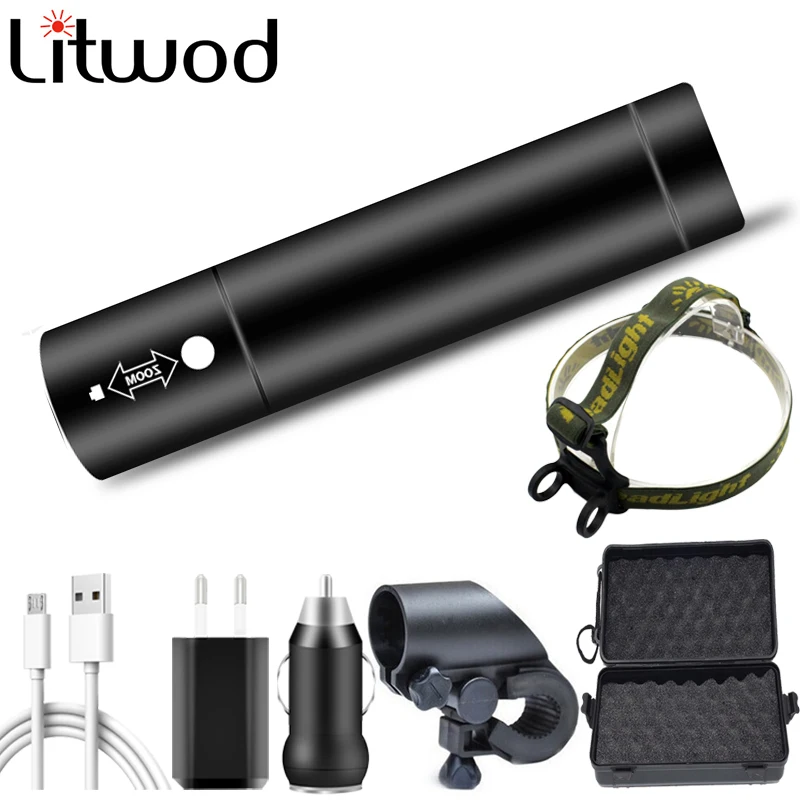 

XM-L T6 Led Head Flashlight Lamp High Quality Torch Built in 18650 Rechargeable Battery 2 in 1 Power Bank 2000lm 10W Bike Light