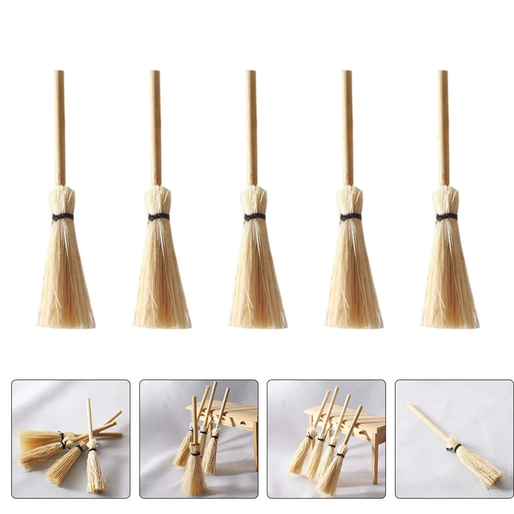 

10 Pcs Mini Broom Dollhouse Supply Educational Plaything Photo Decoration Desktop Toys Small Prop Natural Bamboo Kid Child Kids