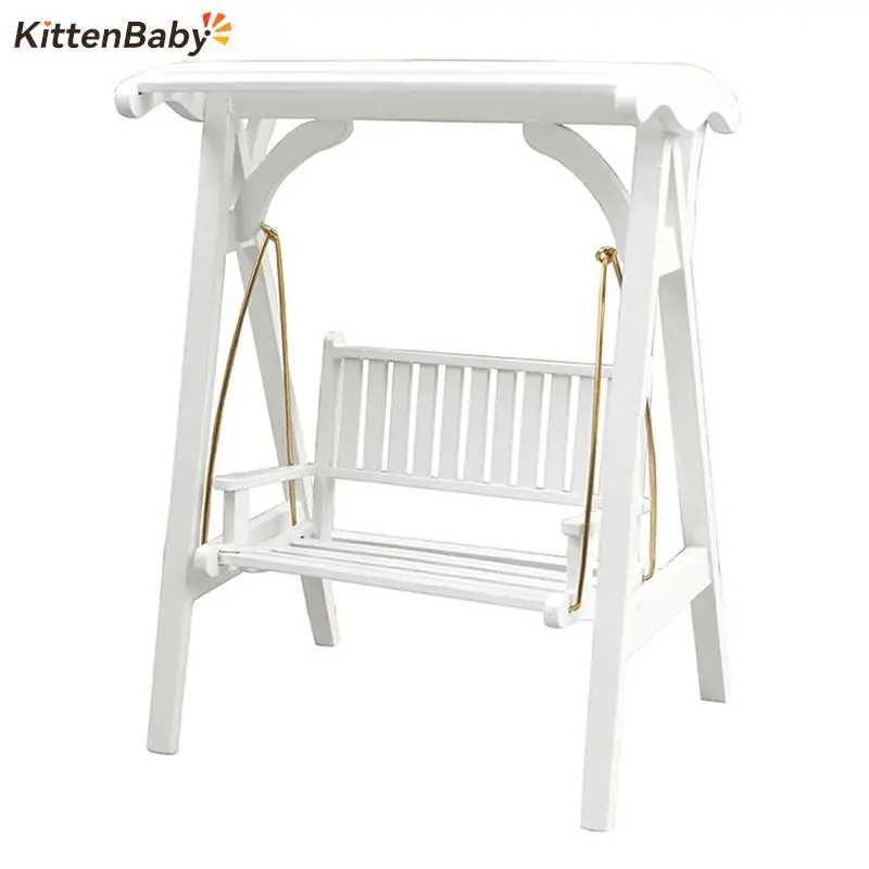 

Dollhouse Miniature White Wood/Plastic Furniture Swing Chair Hammock Miniature Garden Furniture Swing Dollhouse Garden Decor Toy
