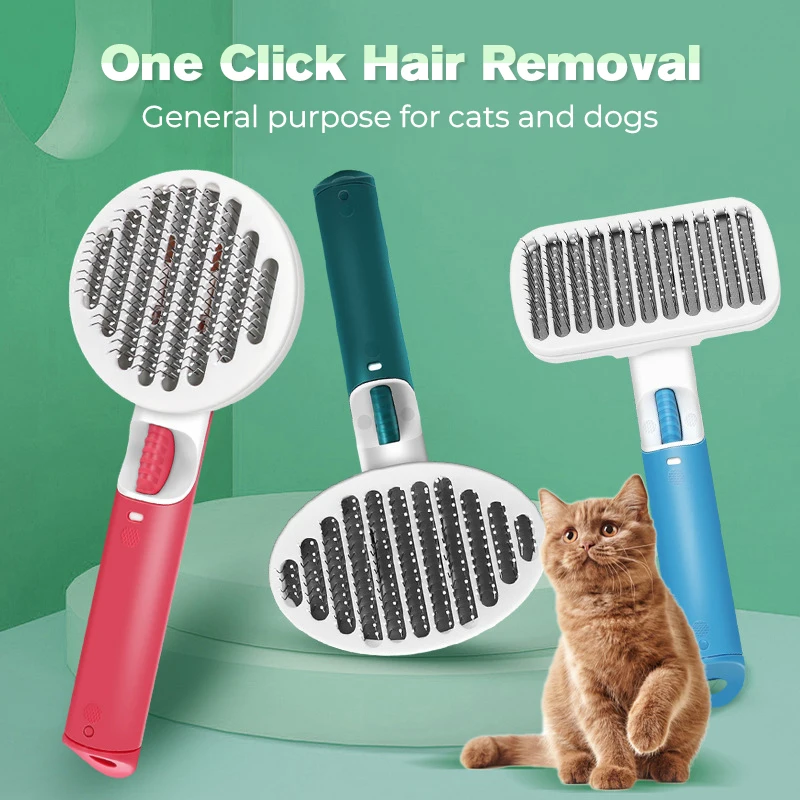 

Щетка для домашних животных с тыквой, самоочищающаяся щетка для вычесывания собак и кошек, расческа для ухода за домашними питомцами, спута...