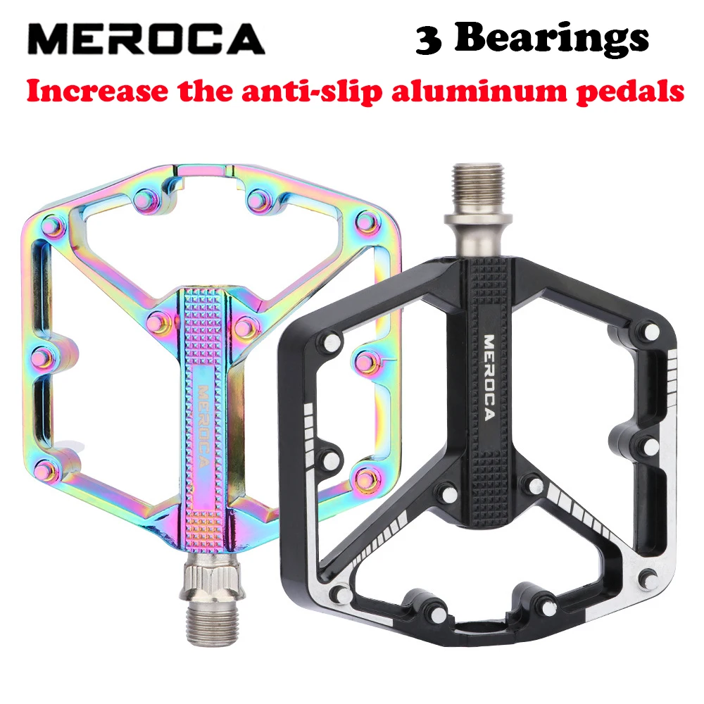

MEROCA Bike Pedals Ultralight Aluminum Alloy 3 Bearing Cycling Pedals Widen Non-slip Stable Bicycle Pedal Bicycle Accessories