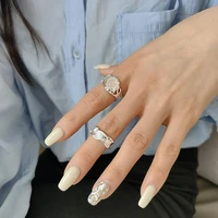 modoma simple geometric hollow zircon rings for women luxury open resizable aesthetic design 925 sterling silver rings jewelry
