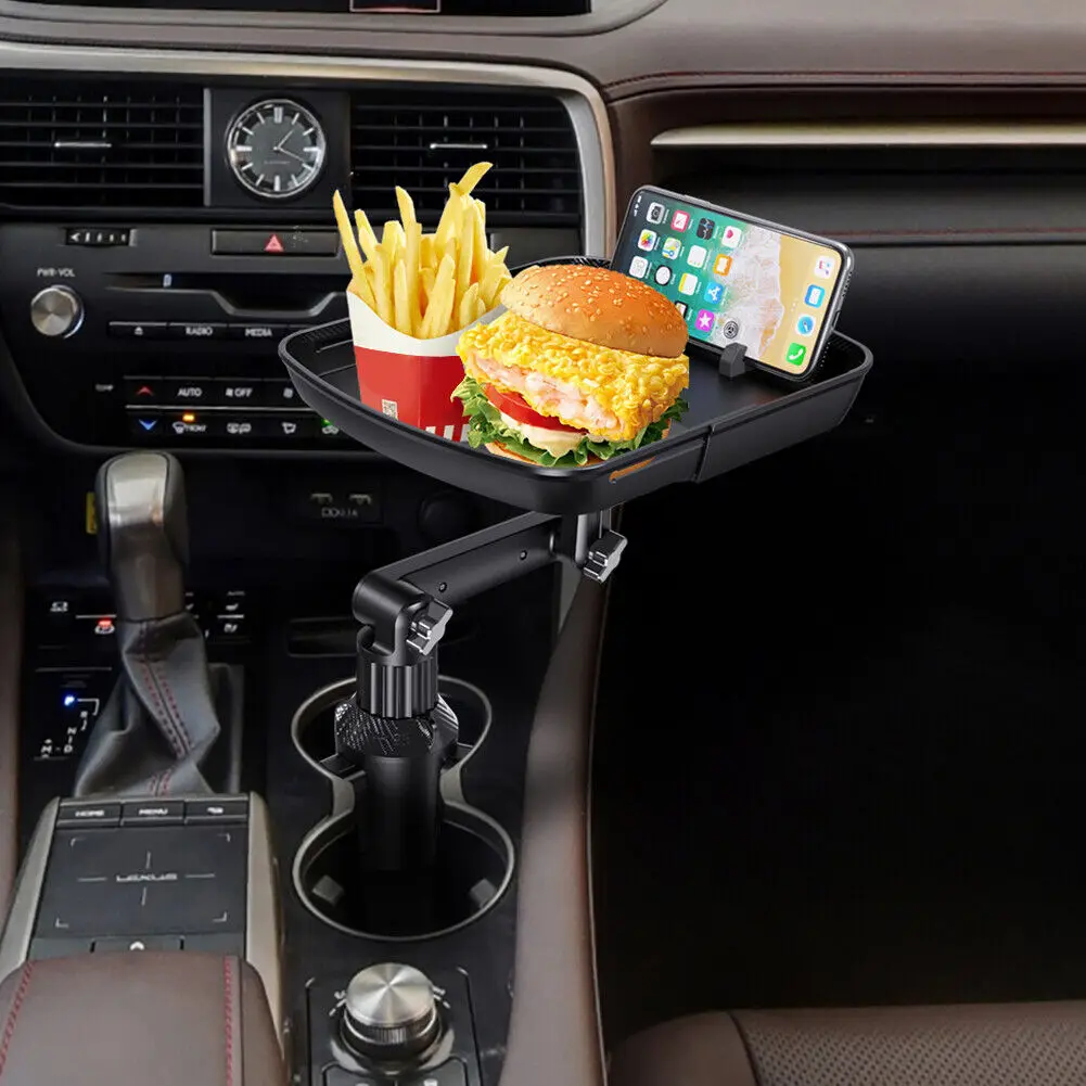 

Car Cup Holder Tray Adjustable Phone Mount Food Table For Cup Holder Expand Designed With 360° Swivel Car Accessories