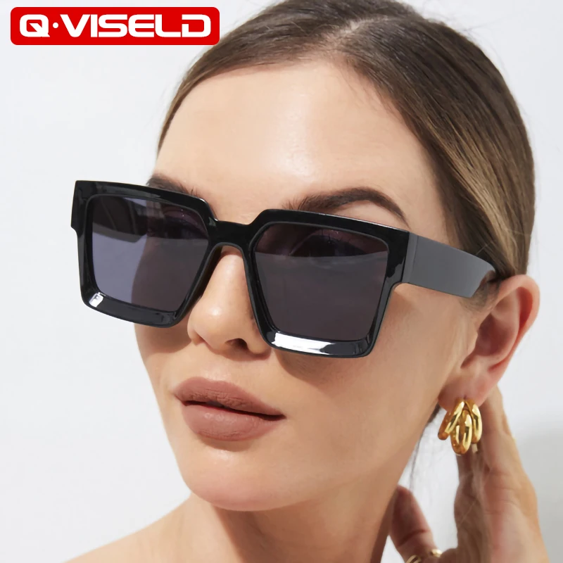 

QVISELD Oversized Square Sunglasses Women 2023 UV Protection Quality Sun Glasses Luxury Brand Designer Vintage Shades For Men