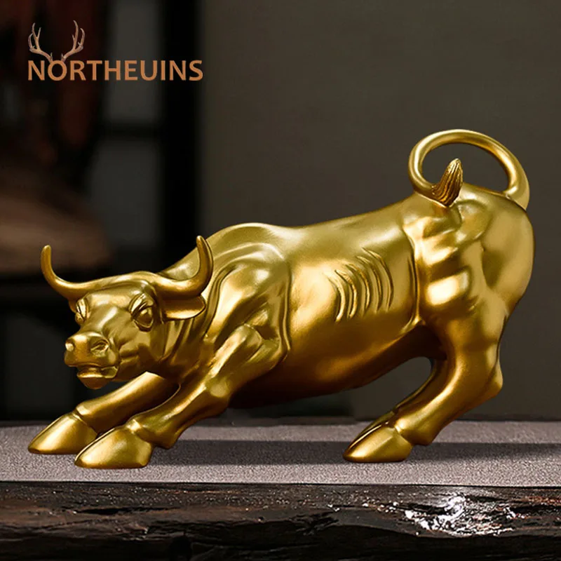 

NORTHEUINS настенная уличная Статуэтка с изображением быка, статуэтка из смолы, статуэтка богатства для офиса, интерьер, настольное украшение