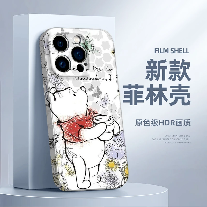 

Cute Winnie the Pooh For Apple iPhone 14 13 12 mini 11 8 7 X XR XS MAX Pro Plus Feilin Film Hard Luxury Phone Case Coque Capa