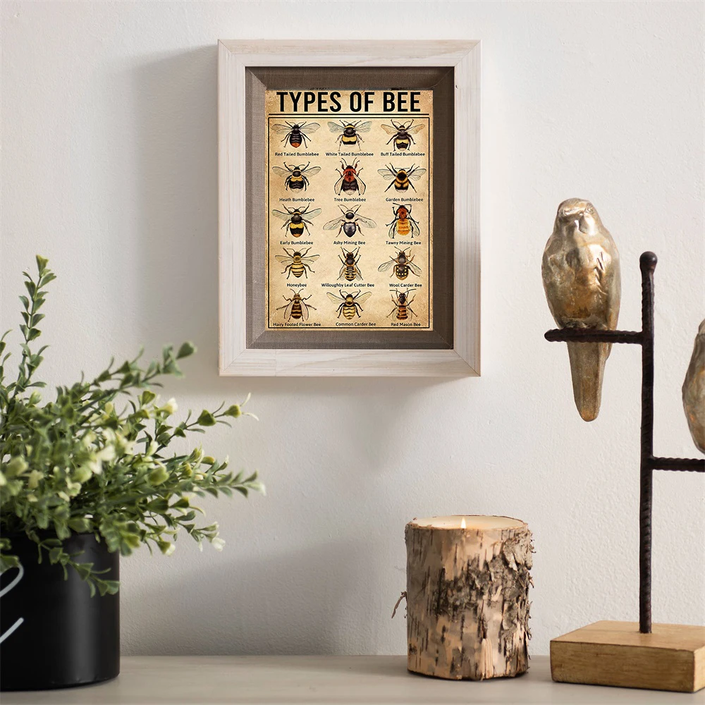 Настенный ретро-постер с пчелами Картина на холсте различными художественное