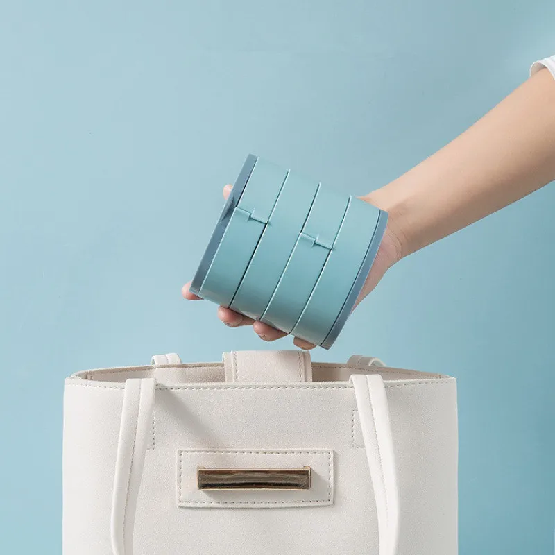 Jewelry Organizer Display Multilayer Rotating Plastic Jewelry Case Travel Portable Jewelry Box Storage Organizer with Mirror