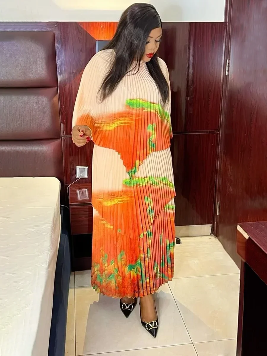 Новинка Осень 2024 костюм EGRM Miyake с постепенным цветом рубашка рукавом летучая мышь