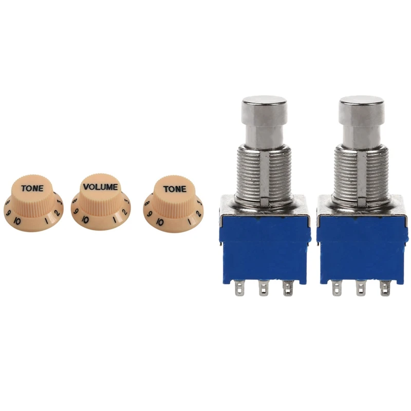 

3 Pcs Guitar Control Knobs For Fender Strat & 2 Pcs Guitar Effect Switches 9-Pin