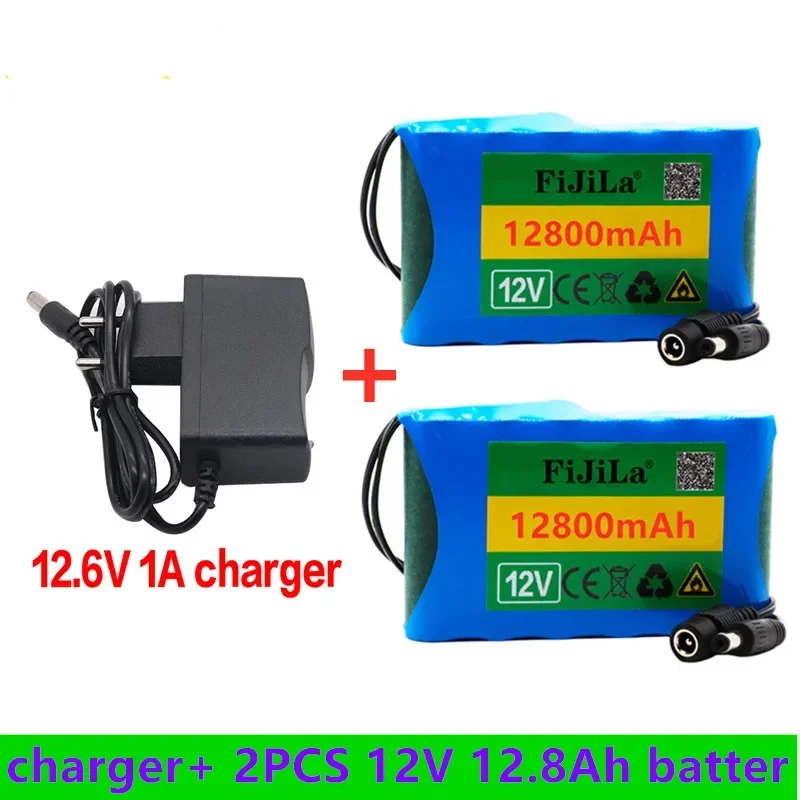 12V akku 12 8 Ah 18650 wiederaufladnaked литий-ионный kapazität DC 12800mAh CCTV Cam monitor + ladegerсад