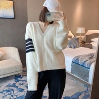 soft waxy tb imitation mink cardigan womens four bar mid length sweater coat is thin and versatile